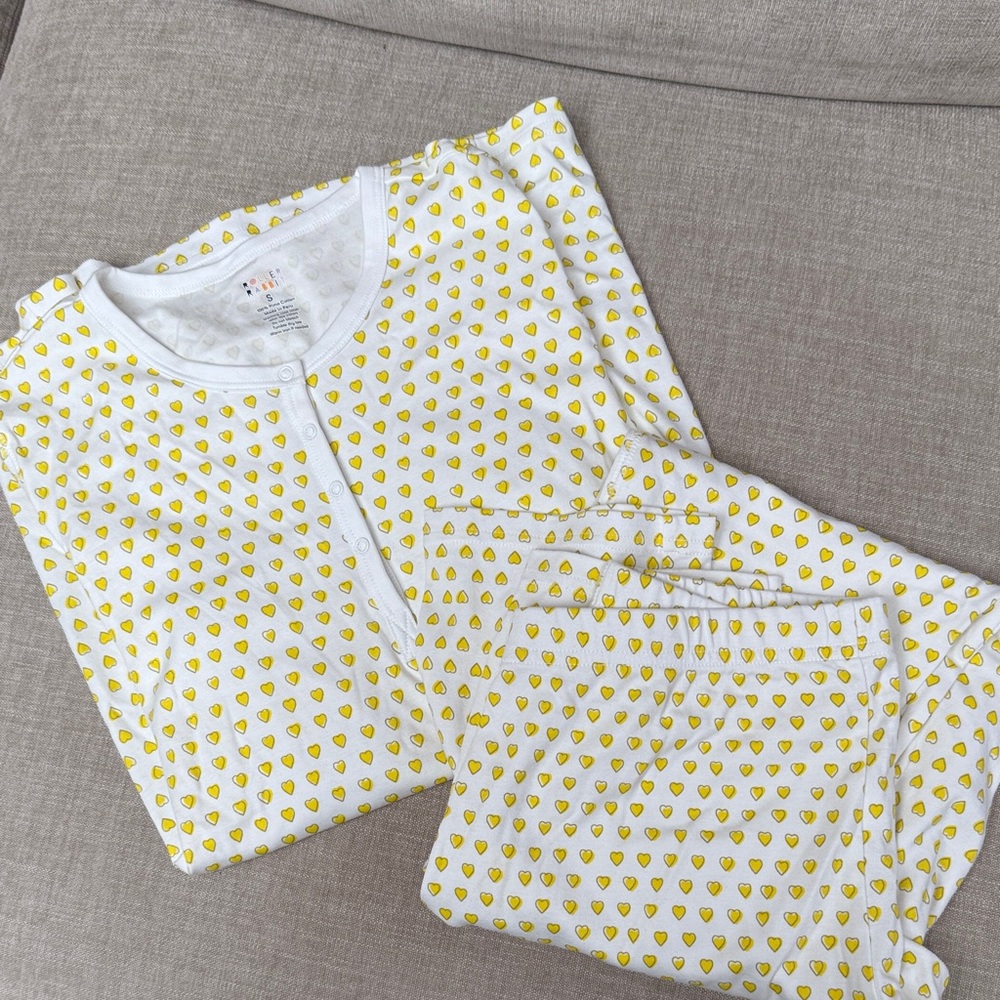 Roller Rabbit White Pajamas with Yellow Heart Print